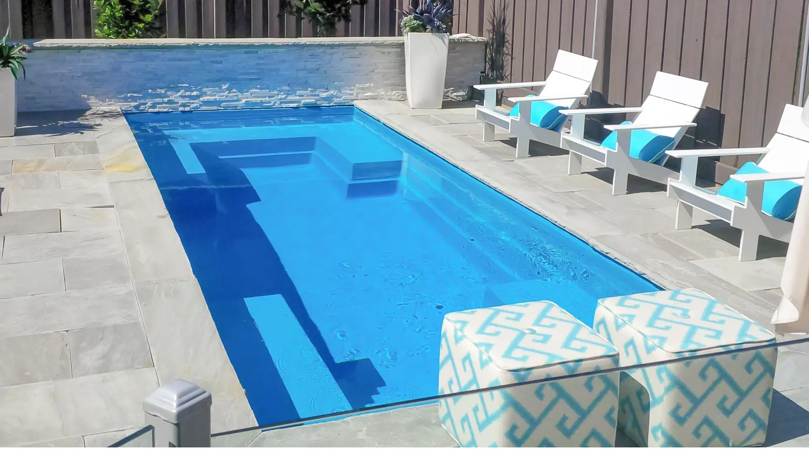 Leisure-Pools-Palladium-Plunge-Fiberglass-Pool-Shape The Palladium Plunge™, a fiberglass pool design manufactured by Leisure Pools